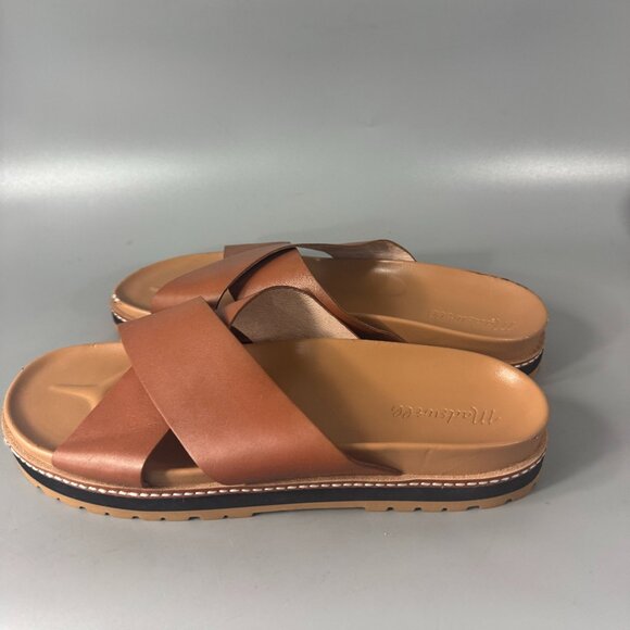 Madewell English Saddle Dayna Lugsole Slide in Brown, Size 11 - Picture 5 of 12